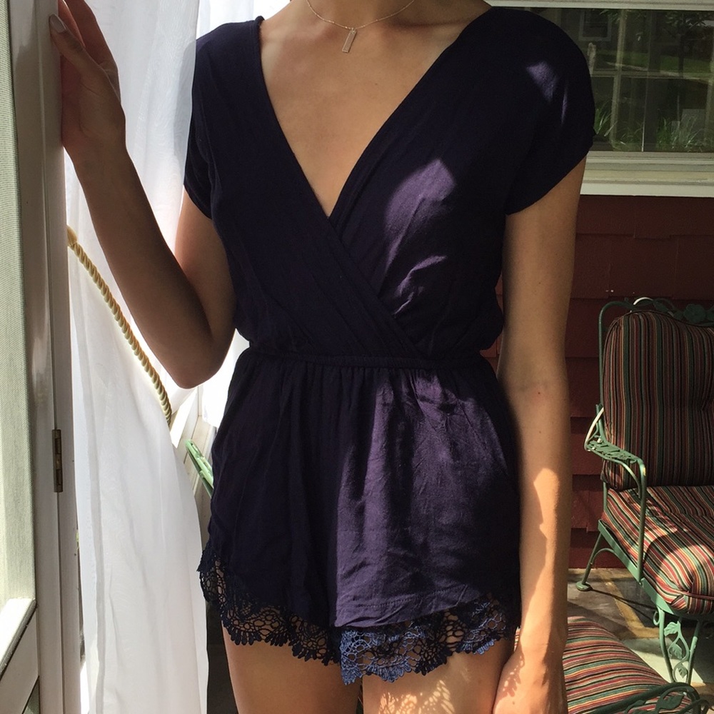 Navy Blue Lace Romper! Worn only once!